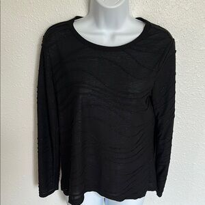 Simply Vera by Vera Wang Black Textured Top with Blue Size Medium
